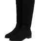 Black Suede Leather Knee High Boots Shoes