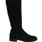 Black Suede Leather Knee High Boots Shoes