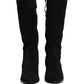 Black Suede Leather Knee High Boots Shoes