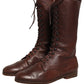 Brown Leather Lace Up Mid Calf Boots Shoes
