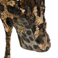Gold Leopard Sequin Sock Ankle Boots Shoes