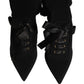 Black Stiletto Heels Mid Calf Boots Shoes