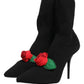 Black Stiletto Heels Mid Calf Boots Shoes