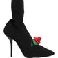 Black Stiletto Heels Mid Calf Boots Shoes