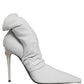 Gray Stretch Socks Heels Ankle Boots Shoes
