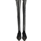 Black Over The Knee Tulle Flats Boots Shoes