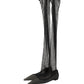 Black Over The Knee Tulle Flats Boots Shoes