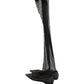 Black Over The Knee Tulle Flats Boots Shoes