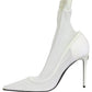 White Tulle Stretch Mesh Sock Boots Shoes