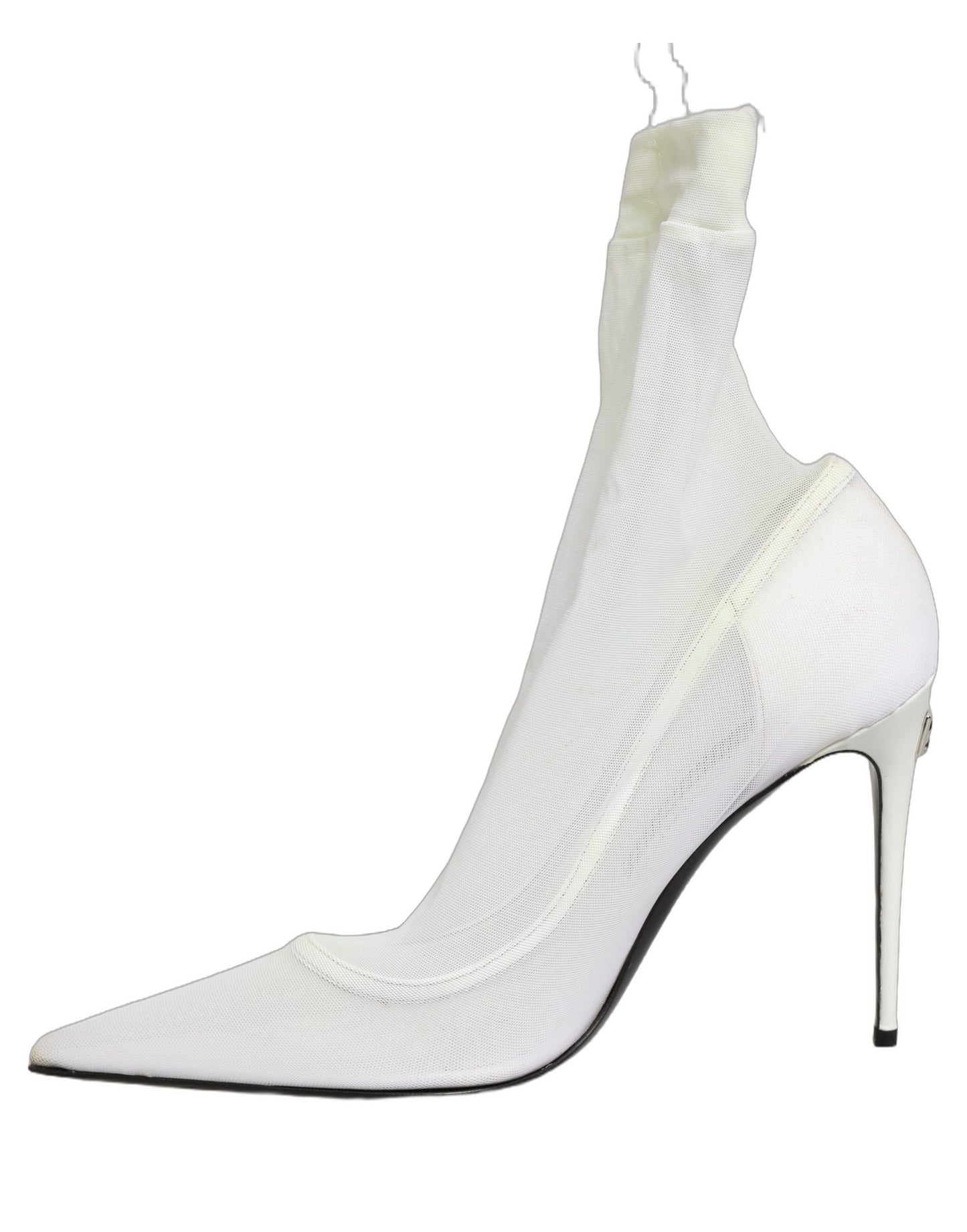 White Tulle Stretch Mesh Sock Boots Shoes