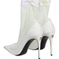 White Tulle Stretch Mesh Sock Boots Shoes
