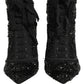 Black Embellished Mesh Ankle Boots Shoes