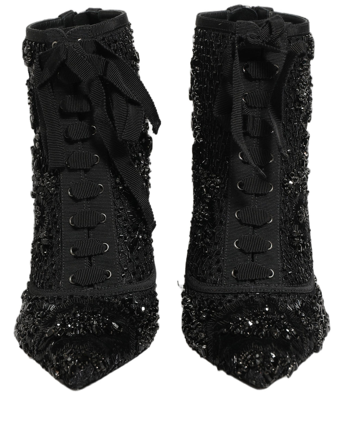 Black Embellished Mesh Ankle Boots Shoes