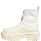 White Leather Rubber Logo Ankle Boots Shoes