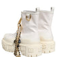 White Leather Rubber Logo Ankle Boots Shoes