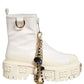 White Leather Rubber Logo Ankle Boots Shoes
