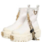 White Leather Rubber Logo Ankle Boots Shoes