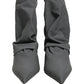 Gray Stretch Socks Heels Ankle Boots Shoes