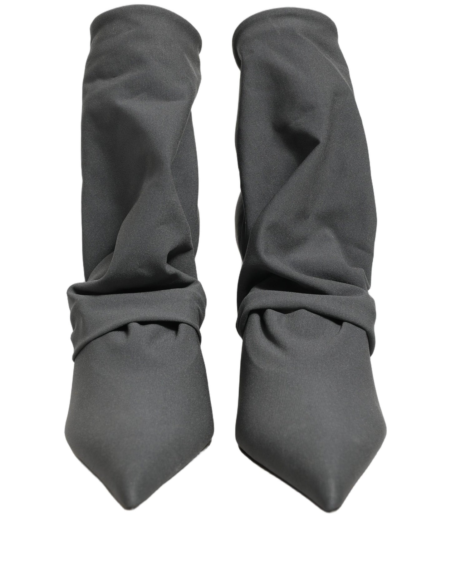 Gray Stretch Socks Heels Ankle Boots Shoes