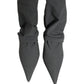 Gray Stretch Socks Heels Ankle Boots Shoes