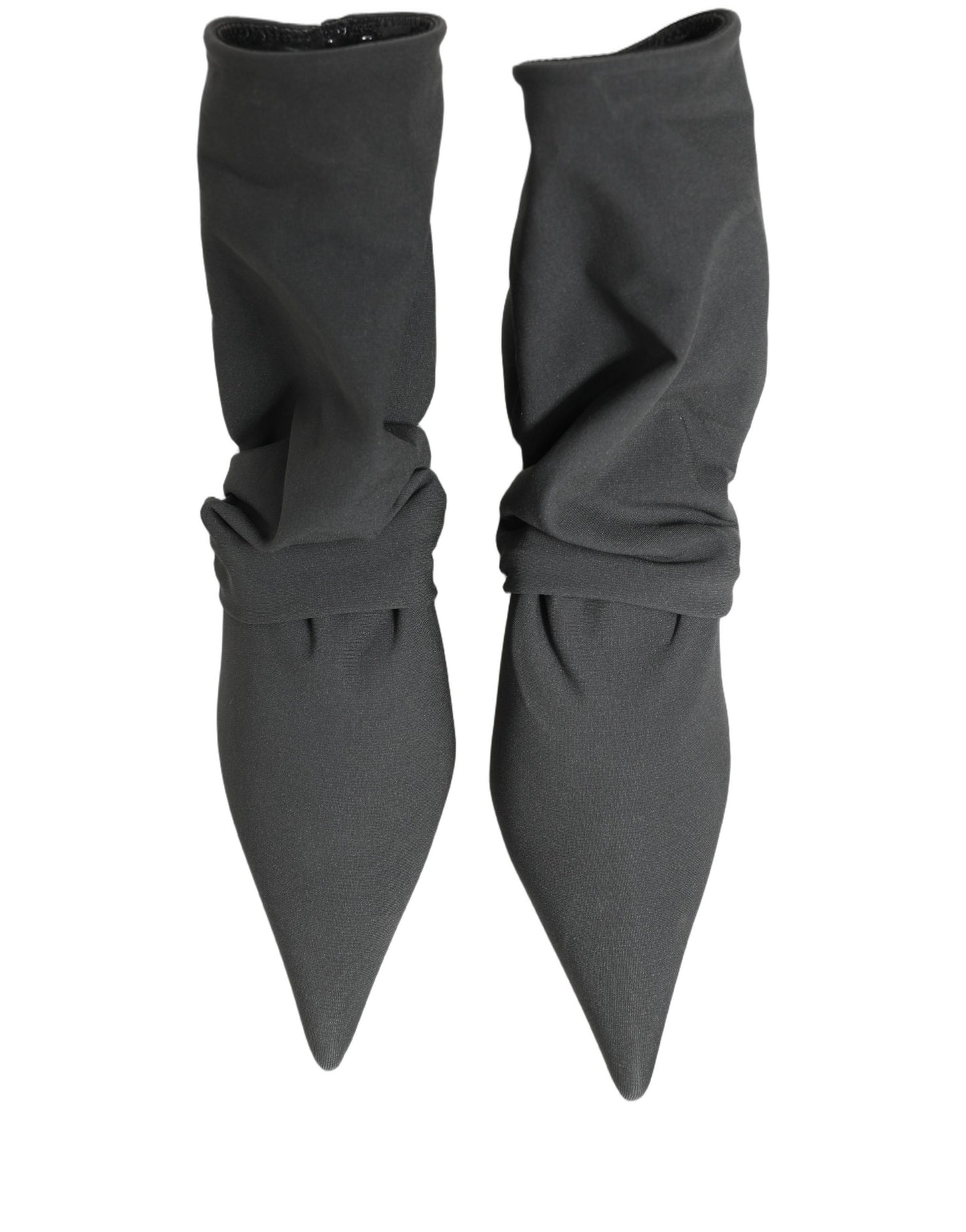 Gray Stretch Socks Heels Ankle Boots Shoes