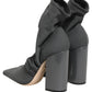 Gray Stretch Socks Heels Ankle Boots Shoes