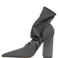 Gray Stretch Socks Heels Ankle Boots Shoes