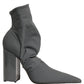 Gray Stretch Socks Heels Ankle Boots Shoes