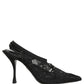 Black Lace Pointed Toe Slingback Pumps Shoes