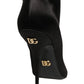 Black Satin Knee High Stiletto Boots Shoes