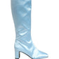 Light Blue Satin Knee High Boots Shoes