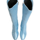 Light Blue Satin Knee High Boots Shoes