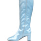 Light Blue Satin Knee High Boots Shoes