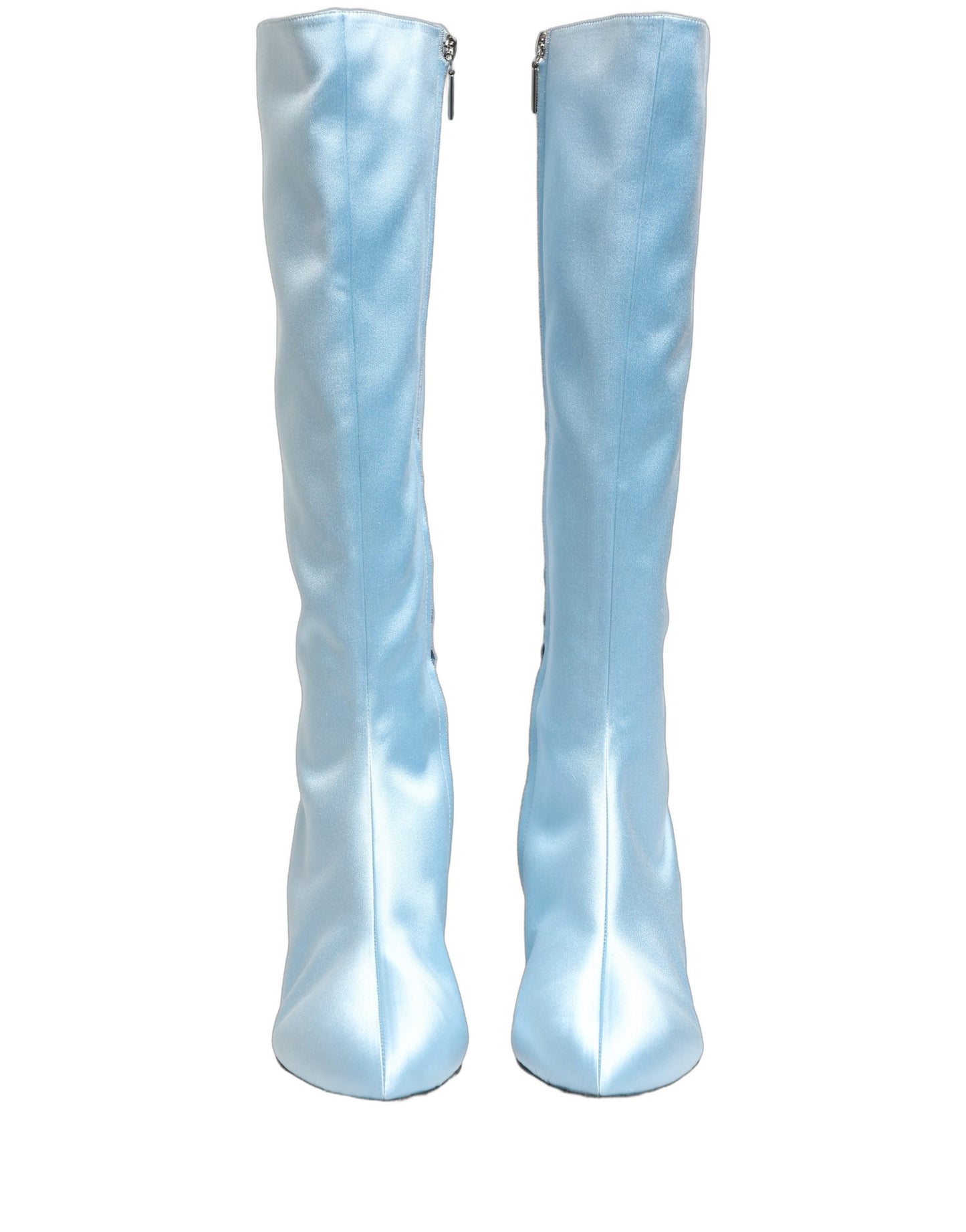 Light Blue Satin Knee High Boots Shoes