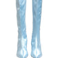 Light Blue Satin Knee High Boots Shoes