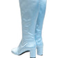 Light Blue Satin Knee High Boots Shoes