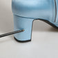 Light Blue Satin Knee High Boots Shoes