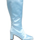 Light Blue Satin Knee High Boots Shoes