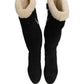 Suede Leather Knee High Boots Black