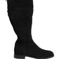 Suede Leather Knee High Boots Black