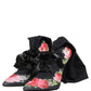 Black Floral Stiletto Mid Calf Boots Shoes