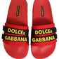 Red Neoprene Slides Flats Beachwear Shoes