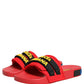 Red Neoprene Slides Flats Beachwear Shoes