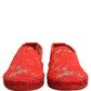 Red Taormina Lace Espadrille Flats Shoes