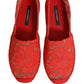 Red Taormina Lace Espadrille Flats Shoes
