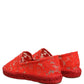 Red Taormina Lace Espadrille Flats Shoes