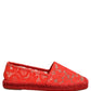 Red Taormina Lace Espadrille Flats Shoes