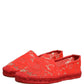 Red Taormina Lace Espadrille Flats Shoes