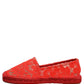 Red Taormina Lace Espadrille Flats Shoes