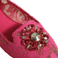 Pink Taormina Lace Crystals Flats Shoes